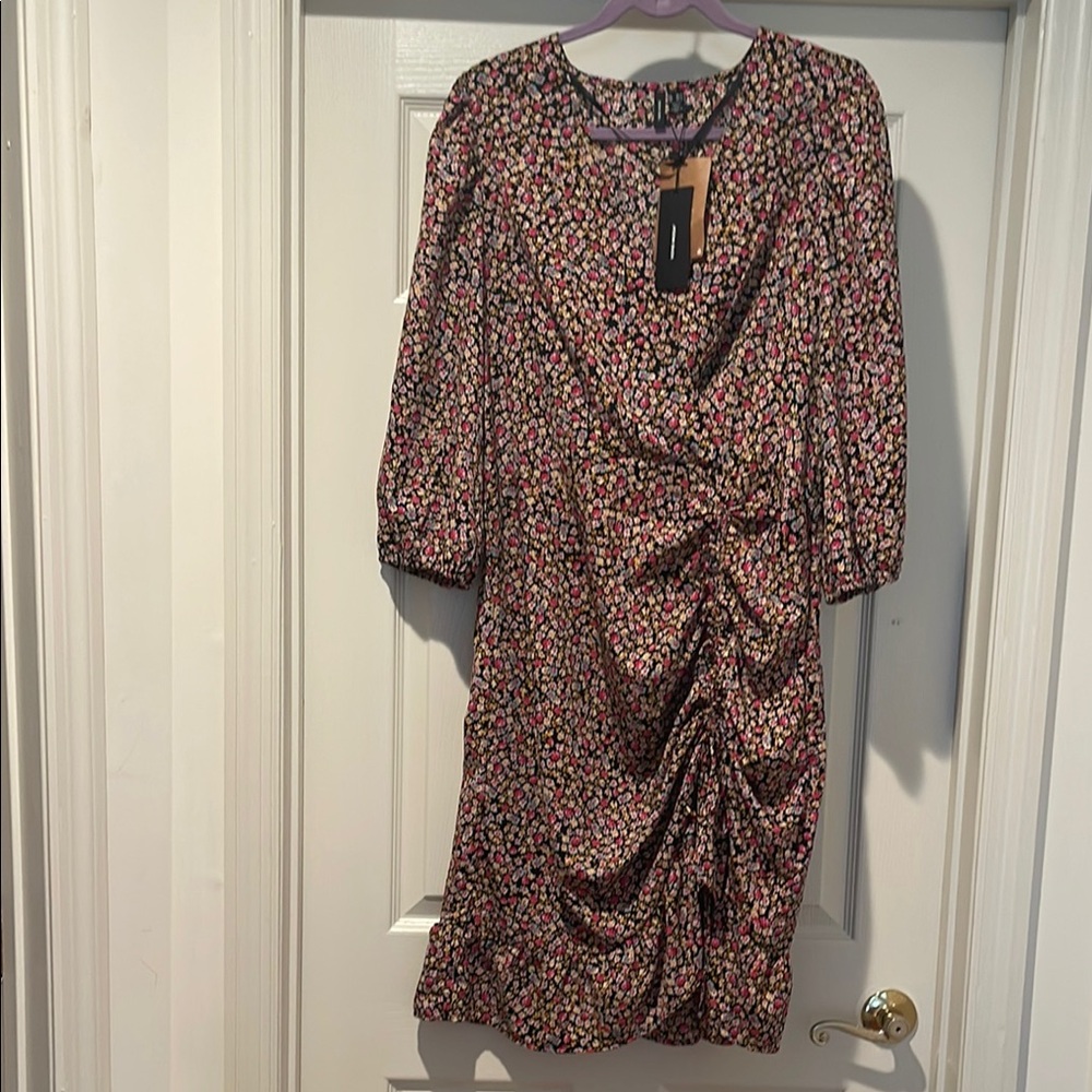 NWT Spring Garden Black/Floral Ruched Mindi Dress XLT “Calling all Tall Gals” - Picture 7 of 12